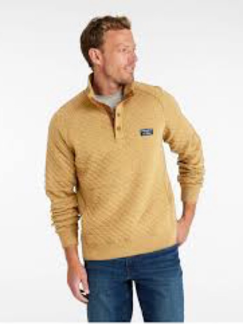 L.L. Bean Quilted Snap-Placket Pullover in Golden Tan - Picture 9 of 9